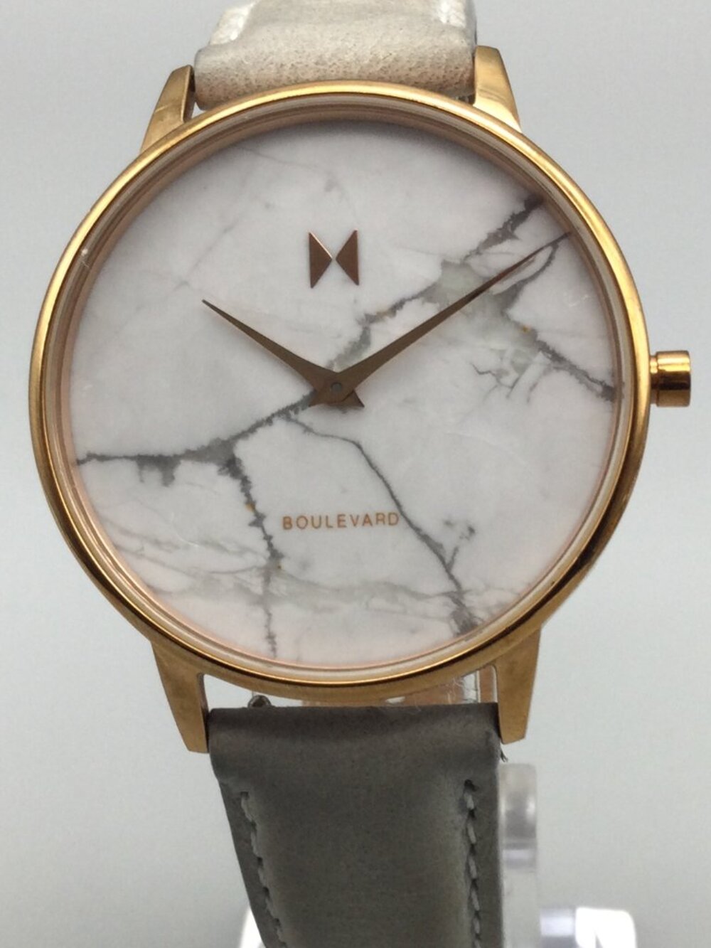 MVMT Boulevard Beverly Marble Womens Watch Rose Gold Tone Leather New Battery